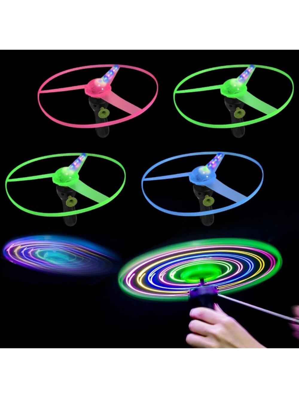 Glow in the Dark LED Flying Saucers - Light Up Outdoor Toys for Kids 4-12